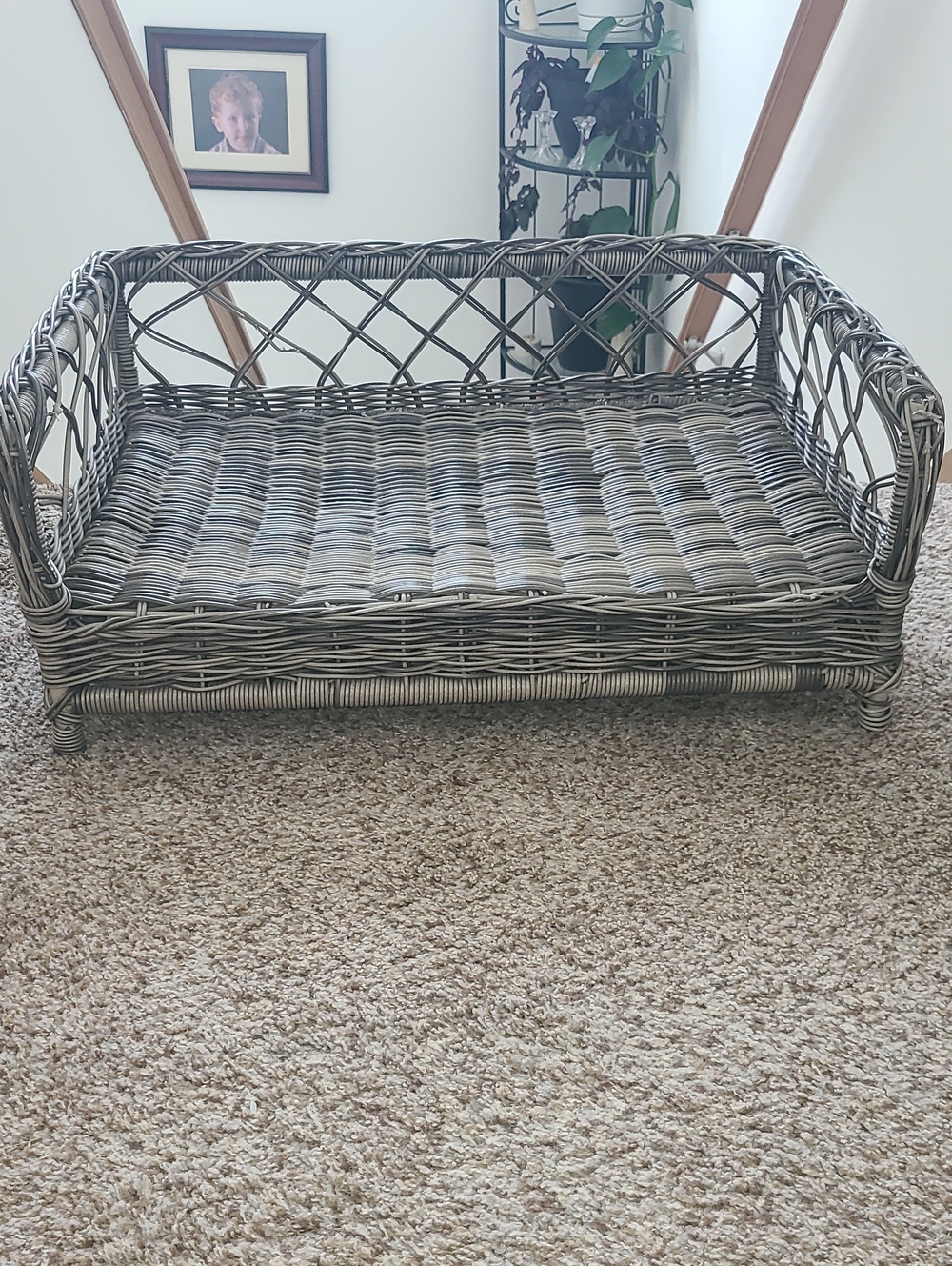 Woven Rattan Pet Sofa - Gray